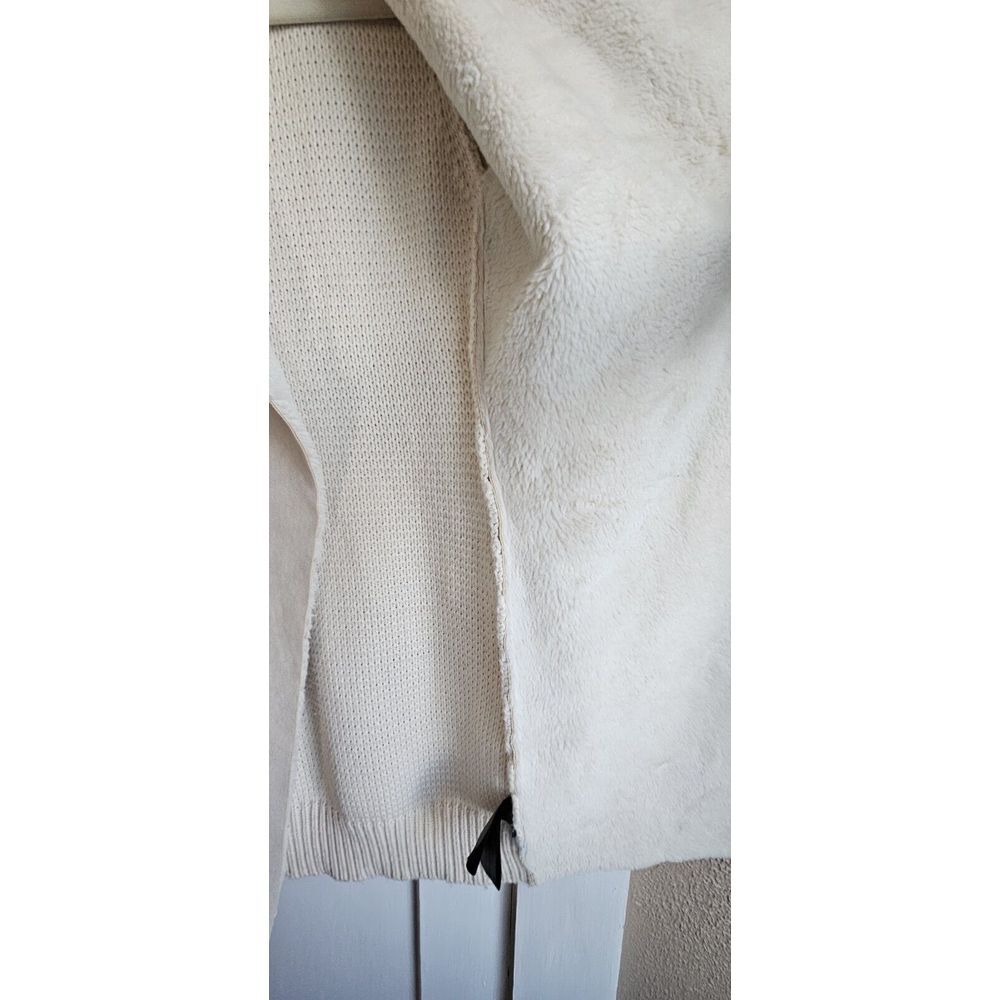 Women's Love Token Drape open faux fur lined Cardigan sweater Ivory woman XS - Picture 4 of 8